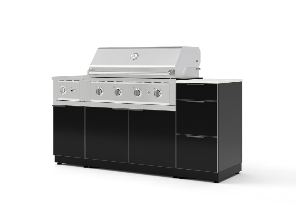 NewAge Outdoor Kitchens Outdoor Grill Island Aluminum 6-Piece Cabinet Set with 3-Drawer, Grill Cabinet, Performance Grill, Side Burner and Countertop - (Natural Gas) | Garage Giant