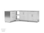 NewAge Outdoor Kitchens Stainless Steel 4-Piece Cabinet Set with Corner Shelf, 2-Door, 3-Drawer, Bar Cabinet-67699-Garage Giant 