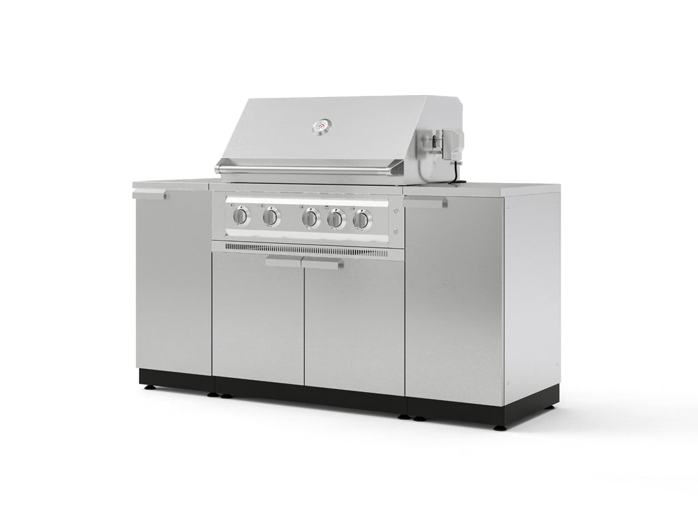NewAge Outdoor Kitchens Outdoor Grill Island Stainless-Steel 6-Piece Cabinet Set with 1 Door, Grill Cabinet, Platinum Grill and Countertops | 74624