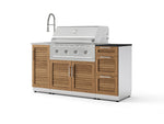 NewAge Outdoor Kitchens Outdoor Grill Island Stainless-Steel Louvered Doors 5-Piece Cabinet Set with Sink, 3 Drawer, Grill Cabinet, Performance Grill and Stainless Steel Countertop - (Natural Gas) | Garage Giant 