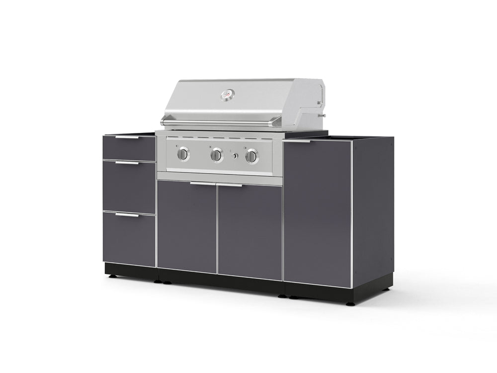 NewAge Outdoor Kitchens Outdoor Grill Island Aluminum 6-Piece Cabinet Set with 1 Door, 3 Drawer, Grill Cabinet, Performance Grill and Countertops - (Liquid Propane) | Garage Giant