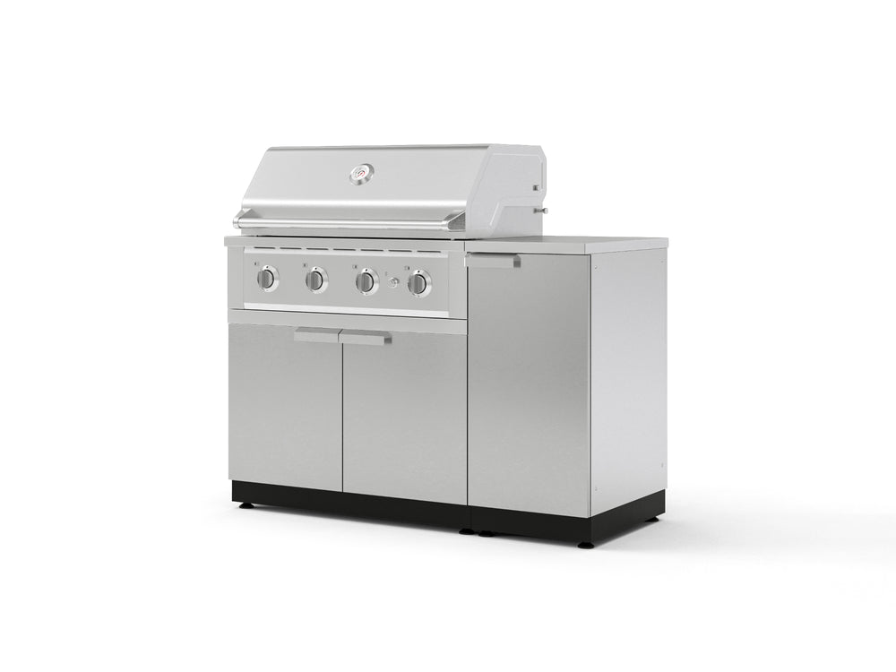 NewAge Outdoor Kitchens Outdoor Grill Island Stainless-Steel 4-Piece Cabinet Set with 1 Door, Grill Cabinet, Performance Grill and Countertop | 73885