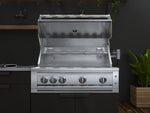 NewAge Outdoor Kitchens Stainless Steel 7-Piece Cabinet Set with 3-Drawer, Bar, Grill Cabinet, Performance Grill, Countertops, and Stainless Steel Door Fridge-71358-Garage Giant 