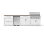 NewAge Outdoor Kitchens Stainless Steel 7-Piece Cabinet Set with 3-Drawer, Bar, Grill Cabinet, Performance Grill, Countertops, and Stainless Steel Door Fridge-73690-Garage Giant 