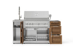 NewAge Outdoor Kitchens Outdoor Grill Island Stainless-Steel Louvered 5-Piece Cabinet Set with Sink, 3 Drawer, Grill Cabinet, Platinum Grill and Stainless Steel Countertop - (Liquid Propane) 