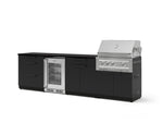 NewAge Outdoor Kitchens Stainless Steel 7-Piece Cabinet Set with 3-Drawer, Bar, Grill Cabinet, Platinum Grill, Countertop, and Glass Door Fridge-73608-Garage Giant 