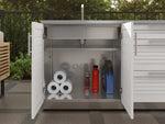 NewAge Outdoor Kitchens Stainless Steel Louvered Doors 5-Piece Cabinet Set with Sink, Bar, Grill Cabinet, Platinum Griddle and Countertop-74967-Garage Giant 