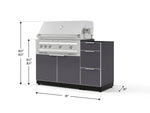 NewAge Outdoor Kitchens Outdoor Grill Island Aluminum 3-Piece Cabinet Set with 3-Drawer, Grill Cabinet and Platinum Grill - (Liquid Propane) 