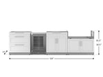 NewAge Outdoor Kitchens Stainless Steel 4-Piece Cabinet Set with 3-Drawer, Bar, Grill Cabinet, and Glass Door Fridge-71415-Garage Giant 