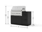 NewAge Outdoor Kitchens Outdoor Grill Island Stainless-Steel 4-Piece Cabinet Set with 3-Drawer, Grill Cabinet, Platinum Grill and Dekton in Sirius Countertop - (Natural Gas) 