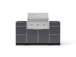 NewAge Outdoor Kitchens Outdoor Grill Island Aluminum 6-Piece Cabinet Set with 3 Drawers, Grill Cabinet, Performance Grill and Countertops - (Liquid Propane) 