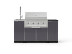 NewAge Outdoor Kitchens Outdoor Grill Island Aluminum 5-Piece Cabinet Set with Sink, 1 Door, Grill Cabinet, Performance Grill and Stainless Steel Countertop - (Liquid Propane) 