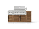 NewAge Outdoor Kitchens Outdoor Grill Island Stainless-Steel Louvered Doors 5-Piece Cabinet Set with 1-Door, Grill Cabinet, Dual Side Burner and Platinum Grill - (Liquid Propane) 