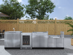 NewAge Outdoor Kitchens Stainless Steel 4-Piece Cabinet Set with Sink, Bar, Grill Cabinet and Fridge-66352-Garage Giant 