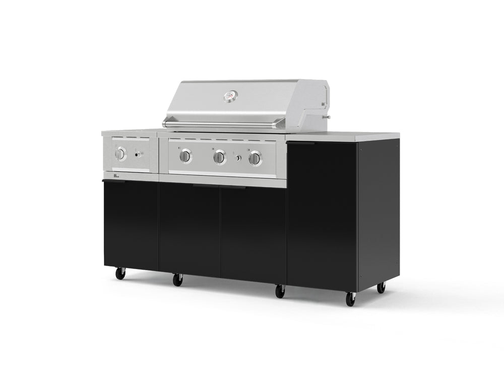 NewAge Outdoor Kitchens Outdoor Grill Island Aluminum 6-Piece Cabinet Set with Casters and 1-Door, Grill Cabinet, Performance Grill, Side Burner, Countertop | 77364