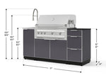 NewAge Outdoor Kitchens Outdoor Grill Island Aluminum 5-Piece Cabinet Set with Sink, 3 Drawer, Grill Cabinet, Platinum Grill and Stainless Steel Countertop - (Natural Gas) 