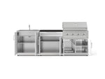 NewAge Outdoor Kitchens Stainless-Steel 5-Piece Cabinet Set with Bar, Sink, Grill Cabinet, Performance Grill, and Countertop-73400-Garage Giant 