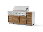 NewAge Outdoor Kitchens Outdoor Grill Island Stainless-Steel Louvered Doors 6-Piece Cabinet Set with Casters and 3-Drawer, Grill Cabinet, Platinum Grill, Dual Side Burner and Dekton in Aeris Countertop - (Liquid Propane) | Garage Giant 