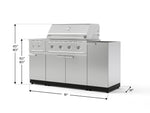 NewAge Outdoor Kitchens Outdoor Grill Island Stainless-Steel 5-Piece Cabinet Set with 1-Door, Grill Cabinet, Side Burner and Performance Grill - (Liquid Propane) 