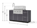 NewAge Outdoor Kitchens Outdoor Grill Island Aluminum 5-Piece Cabinet Set with Sink, 3 Drawer, Grill Cabinet, Performance Grill and Stainless Steel Countertop - (Liquid Propane) 