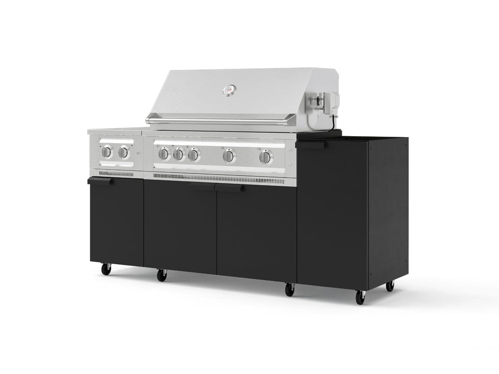 NewAge Outdoor Kitchens Outdoor Grill Island Stainless-Steel 5-Piece Cabinet Set with Casters and 1-Door, Grill Cabinet, Dual Side Burner and Platinum Grill - (Liquid Propane) | Garage Giant