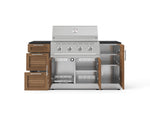 NewAge Outdoor Kitchens Outdoor Grill Island Stainless-Steel Louvered Doors 6-Piece Cabinet Set with 1 Door, 3 Drawer, Grill Cabinet, Performance Grill and Dekton in Sirius Countertops - (Natural Gas) 
