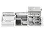 NewAge Outdoor Kitchens Stainless-Steel 5-Piece Cabinet Set with with 3-Drawer, Bar, Grill Cabinet, Platinum Grill and Countertop-67455-Garage Giant 
