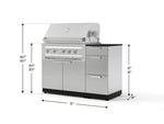 NewAge Outdoor Kitchens Outdoor Grill Island Stainless-Steel 4-Piece Cabinet Set with 3-Drawer, Grill Cabinet, Platinum Grill and Dekton in Sirius Countertop - (Liquid Propane) 