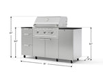 NewAge Outdoor Kitchens Outdoor Grill Island Stainless-Steel 6-Piece Cabinet Set with Casters 1 Door, 3 Drawer, Grill Cabinet, Performance Grill and Dekton in Sirius Countertops - (Liquid Propane) 