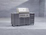 NewAge Outdoor Kitchens Outdoor Grill Island Aluminum 6-Piece Cabinet Set with Casters 3 Drawers, Grill Cabinet, Platinum Grill, Countertops-74931-Garage Giant 