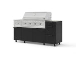 NewAge Outdoor Kitchens Outdoor Grill Island Stainless-Steel 6-Piece Cabinet Set with Casters and 3-Drawer, Grill Cabinet, Performance Grill, Side Burner and Dekton in Aeris Countertop - (Liquid Propane) | Garage Giant 