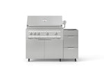 NewAge Outdoor Kitchens Outdoor Grill Island Stainless-Steel 3-Piece Cabinet Set with Casters and 3-Drawer, Grill Cabinet and Platinum Grill - (Liquid Propane) 