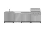 NewAge Outdoor Kitchens Stainless Steel 6-Piece Cabinet Set with Sink, Bar, Grill Cabinet, Performance Grill, Countertop and Fridge-66343-Garage Giant 