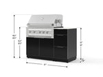 NewAge Outdoor Kitchens Outdoor Grill Island Aluminum 4-Piece Cabinet Set with 3-Drawer, Grill Cabinet, Platinum Grill and Dekton in Aeris Countertop - (Liquid Propane) 