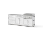 NewAge Outdoor Kitchens Stainless Steel Louvered Doors 5-Piece Cabinet Set with with 3-Drawer, Bar, Grill Cabinet, Platinum Griddle and Countertop-74955-Garage Giant 