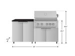 NewAge Outdoor Kitchens Stainless Steel 4-Piece Cabinet Set with Caster and 2 Door, Grill Cabinet, Platinum Grill, Countertop-72460-Garage Giant 