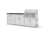 NewAge Outdoor Kitchens Stainless-Steel 5-Piece Cabinet Set with 3-Drawer, Bar, Grill Cabinet, Performance Grill and Countertop-73328-Garage Giant 