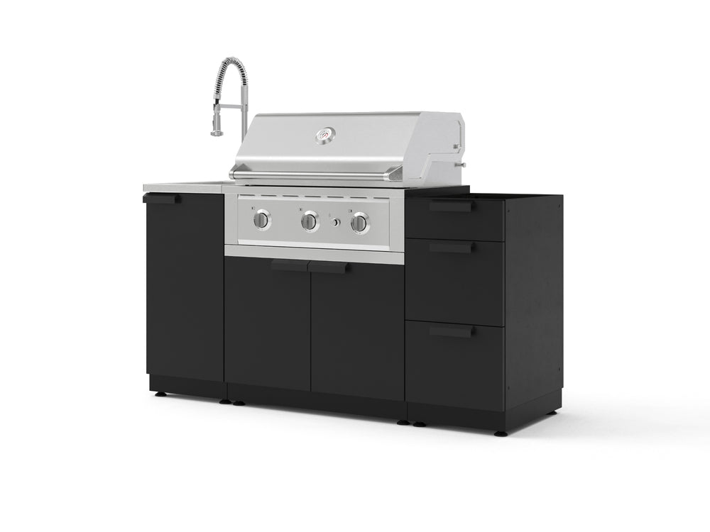 NewAge Outdoor Kitchens Outdoor Grill Island Stainless-Steel 5-Piece Cabinet Set with Sink, 3 Drawer, Grill Cabinet, Performance Grill and Stainless Steel Countertop - (Natural Gas) | Garage Giant