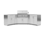 NewAge Outdoor Kitchens Stainless-Steel 7-Piece Cabinet Set with 2 Door, Bar, Corner, Grill Cabinet, Platinum Grill, and Countertops | 67685 