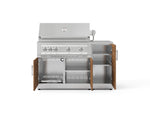 NewAge Outdoor Kitchens Outdoor Grill Island Stainless-Steel Louvered Doors 4-Piece Cabinet Set with 1 Door, Grill Cabinet, Platinum Grill and Countertop-73907-Garage Giant 