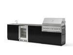 NewAge Outdoor Kitchens Aluminum 6-Piece Cabinet Set with Sink, Bar, Grill Cabinet, Platinum Grill, Countertop and Glass Door Fridge-73805-Garage Giant 