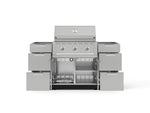 NewAge Outdoor Kitchens Outdoor Grill Island Stainless-Steel 5-Piece Cabinet Set with 3 Drawers, Grill Cabinet and Performance Grill - (Natural Gas) 