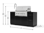 NewAge Outdoor Kitchens Outdoor Grill Island Aluminum 5-Piece Cabinet Set with Sink, 3 Drawer, Grill Cabinet, Platinum Grill and Stainless Steel Countertop - (Liquid Propane) 