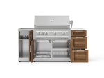 NewAge Outdoor Kitchens Outdoor Grill Island Stainless-Steel Louvered 5-Piece Cabinet Set with Sink, 3 Drawer, Grill Cabinet, Platinum Grill and Stainless Steel Countertop - (Natural Gas) 