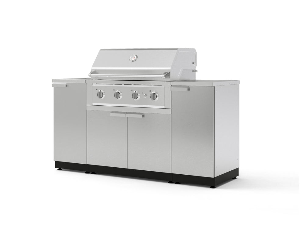 NewAge Outdoor Kitchens Outdoor Grill Island Stainless-Steel 5-Piece Cabinet Set with Sink, 1 Door, Grill Cabinet, Performance Grill and Stainless Steel Countertop-74651-Garage Giant