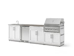 NewAge Outdoor Kitchens Stainless Steel 6-Piece Cabinet Set with Sink, Bar, Grill Cabinet, Platinum Grill, Countertop and Stainless Steel Door Fridge-73836-Garage Giant 