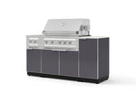 NewAge Outdoor Kitchens Outdoor Grill Island Aluminum 6-Piece Cabinet Set with 1-Door, Grill Cabinet, Platinum Grill, Dual Side Burner and Dekton in Aeris Countertop - (Natural Gas) | Garage Giant 