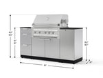 NewAge Outdoor Kitchens Outdoor Grill Island Stainless-Steel 6-Piece Cabinet Set with 1 Door, 3 Drawer, Grill Cabinet, Platinum Grill and Dekton in Sirius Countertops - (Natural Gas) 