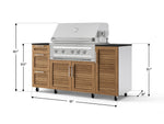 NewAge Outdoor Kitchens Outdoor Grill Island Stainless-Steel Louvered Doors 6-Piece Cabinet Set with Casters 1 Door, 3 Drawer, Grill Cabinet, Platinum Grill and Dekton in Sirius Countertops - (Liquid Propane) 
