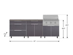 NewAge Outdoor Kitchens Aluminum 5-Piece Cabinet Set With Casters and 3 Drawer, Bar, Grill Cabinet, Performance Grill, Countertop-72603-Garage Giant 